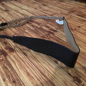 EXPRESS - Black Leather Braided Tie Belt